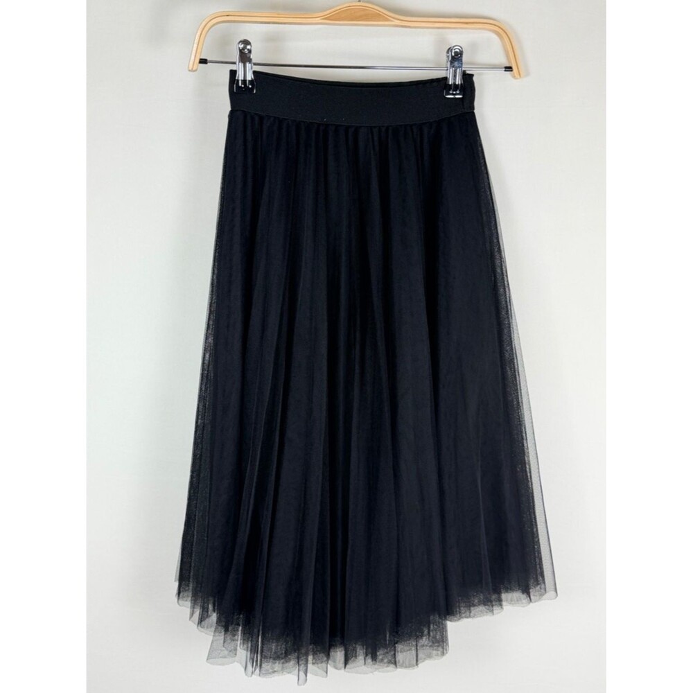 Charlotte Russe Tulle Skirt XS Black Midi Balletcore Whimsigoth Dark Fairy